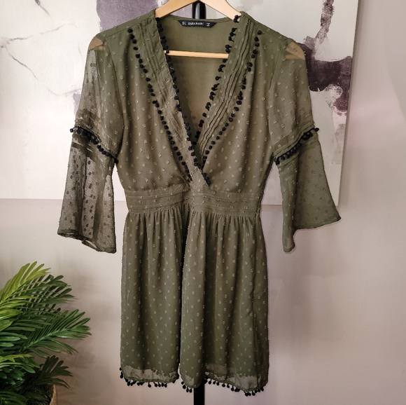 Zara Swiss Dot Mesh Mini Dress 👗 - Picture 2 of 9